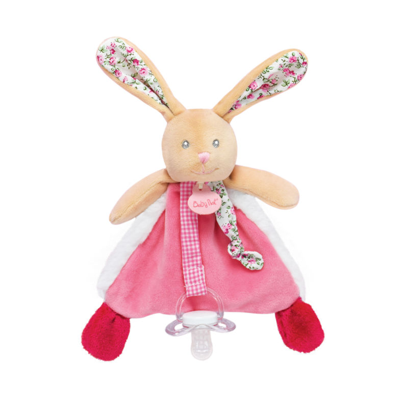  - les poupis - attache-sucette lapin rose 17 cm 